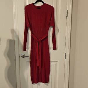 Ann Taylor Red Ribbed Sweater Dress